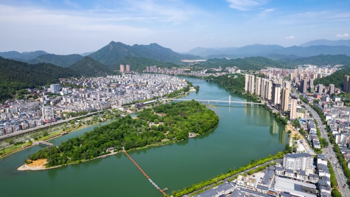 江西九江修水县城市航拍延时