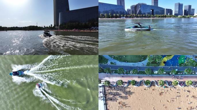 2025杭州市钱塘区金沙湖航拍4k素材