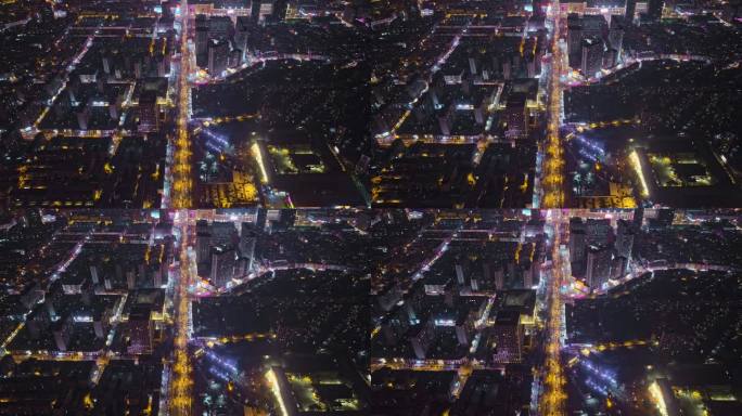 吉林省长春市红旗街万达广场城市夜景航拍