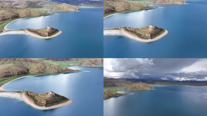 4K西藏山南羊卓雍措、日托寺航拍