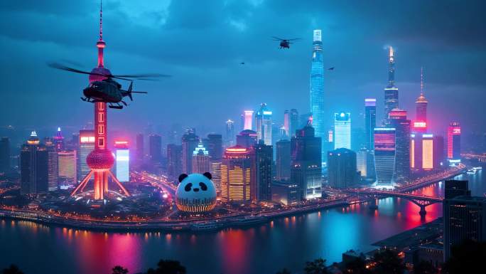 未来城市霓虹夜景 赛博朋克科技世界