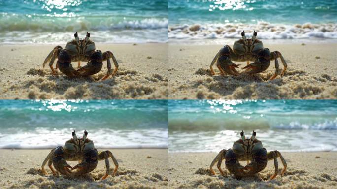 海滩上的螃蟹 沙滩螃蟹特写