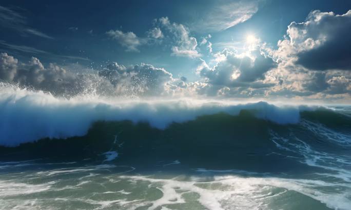 大气海浪汹涌波涛大海海浪拍岸的壮丽景色