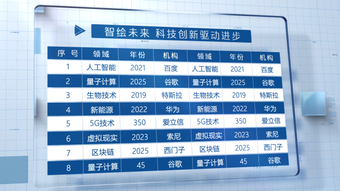 蓝色科技表格