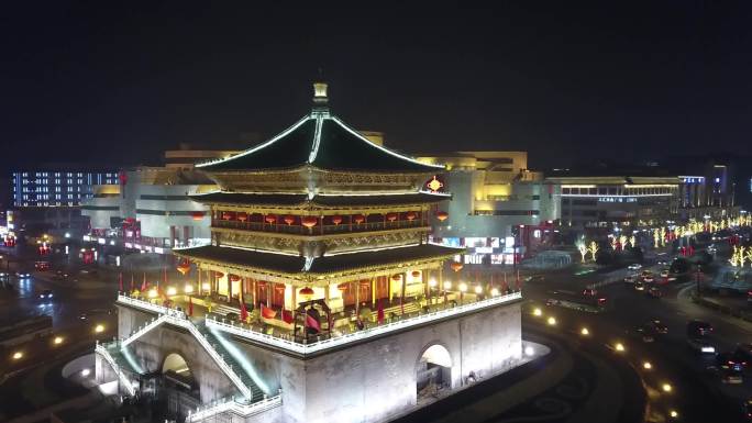 西安钟楼航拍视频旅游