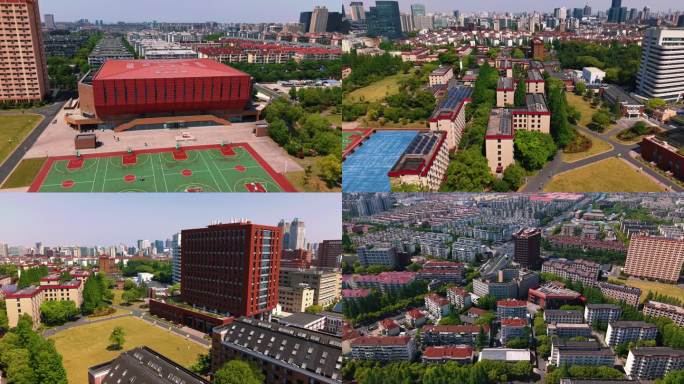 4K 上海财经大学航拍 上海财经大学校园