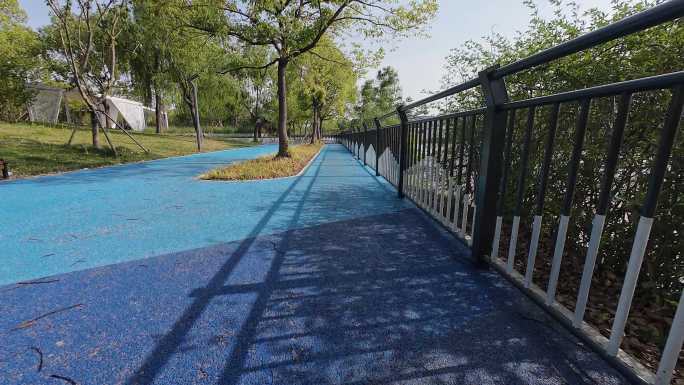 城市公园蓝色跑道 上海