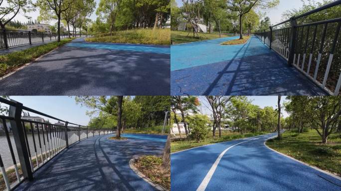 城市公园蓝色跑道 上海
