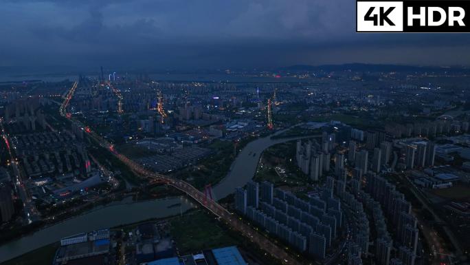 苏州吴江区砂之船奥莱运河苏州湾美食街夜景