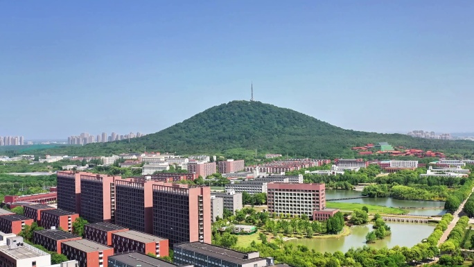 合肥大蜀山城市远景与山景航拍