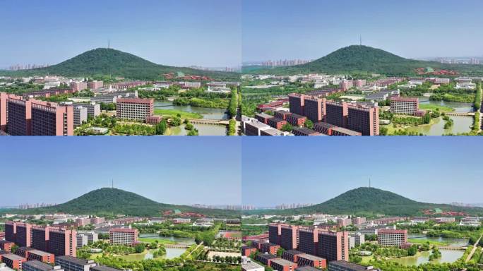 合肥大蜀山城市远景与山景航拍