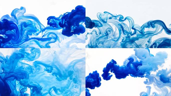 蓝白色山水水墨流动