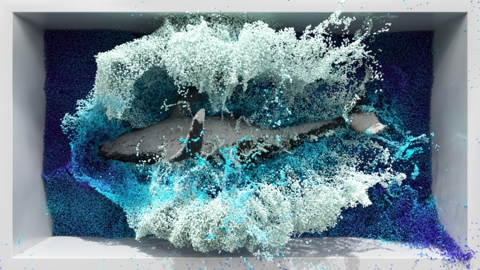 鲸鱼跳水海浪裸眼3D素材