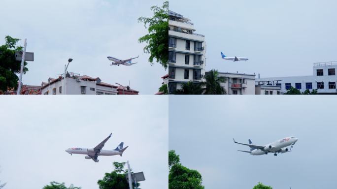 飞机城市上空飞过