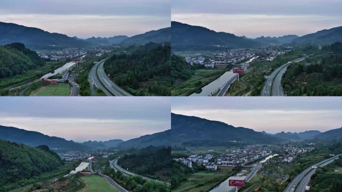 美丽乡村皖南呈坎清晨公路