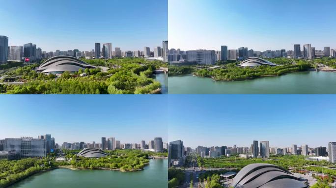 合肥大剧院航拍天鹅湖大剧院