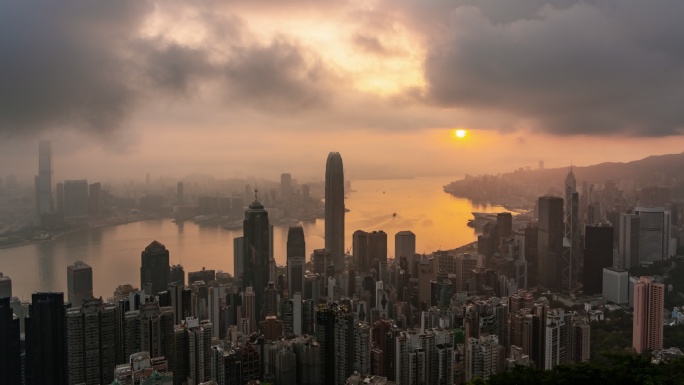 【4K超清】香港太平山顶日出延时