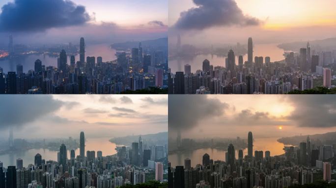 【4K超清】香港太平山顶日出延时
