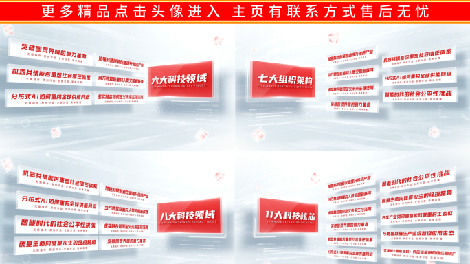 简洁红色党建分类架构文字展示