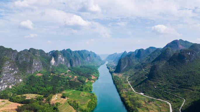 广西河池大化百里画廊河谷风光