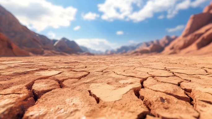 干旱土地龟裂干裂干涸大地灾难天气