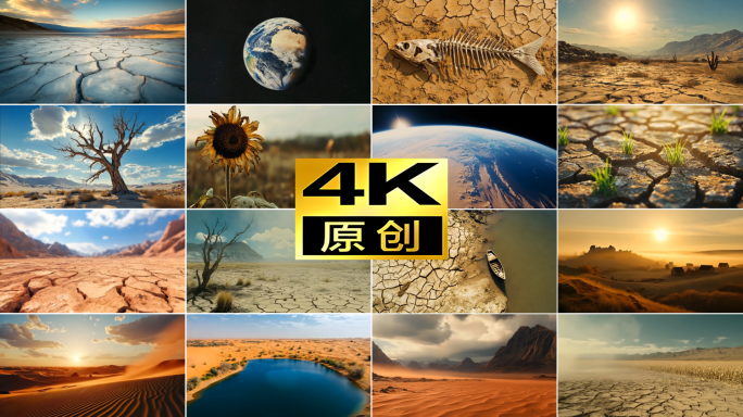 干旱土地龟裂干裂干涸大地灾难天气