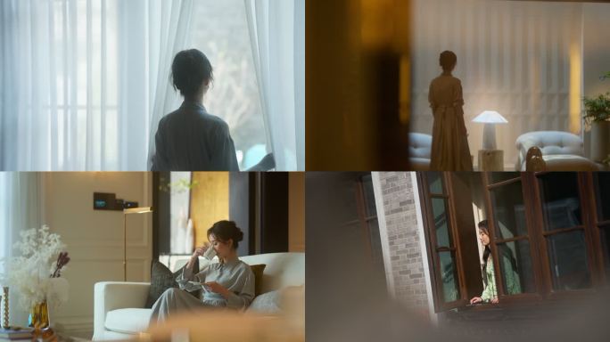 美女在家喝咖啡 房地产室内通用素材
