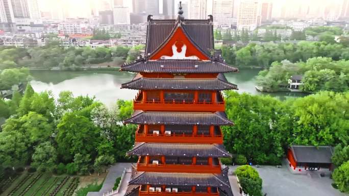 合肥市包公园逍遥津公园庐阳区航拍