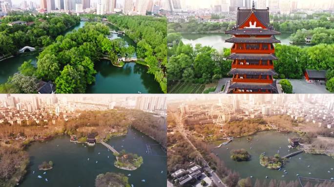 合肥市包公园逍遥津公园庐阳区航拍