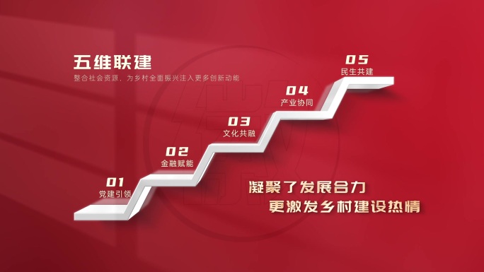 党建文字阶梯图展示