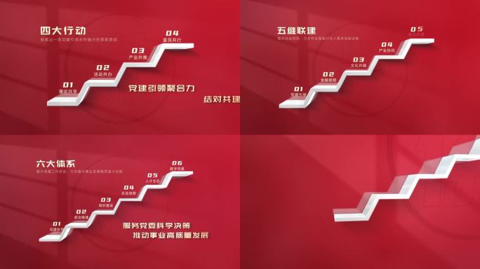 党建文字阶梯图展示