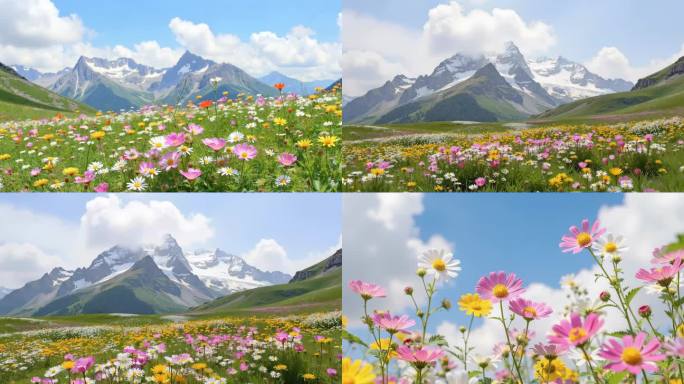 雪山下的格桑花美丽的格桑花随风摇曳