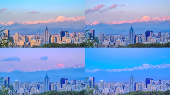 乌鲁木齐市建筑群与远山景观