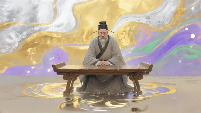 古风文人雅士抚琴静思