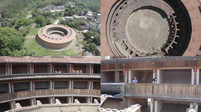航拍福建土楼华安启丰楼