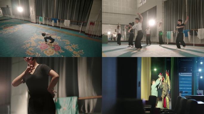 戏曲演员练功房排练学生形体课舞台台前幕后