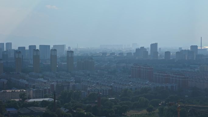 城市丁达尔景象鸟瞰