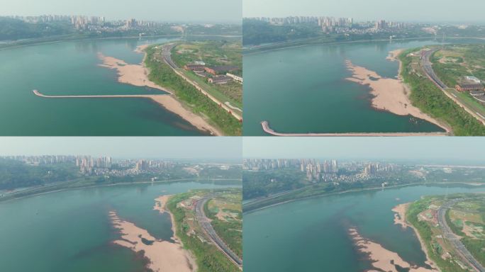 四川泸州 城市江景航拍