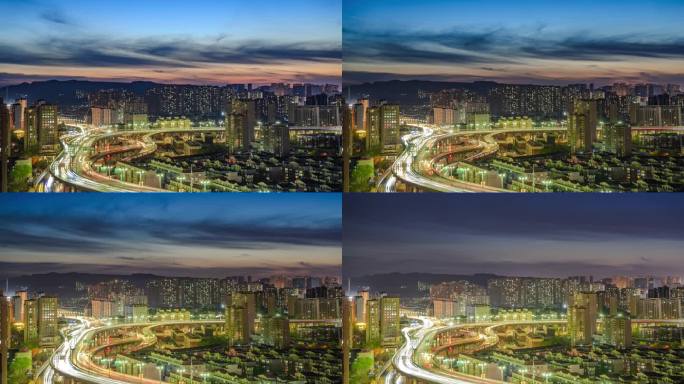 乌鲁木齐夜景高架桥车流