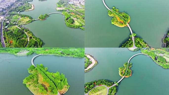 合肥市翡翠湖风景区航拍