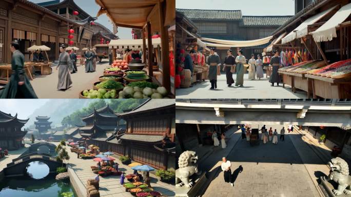 古代集市繁华景象   古代街道 古代人