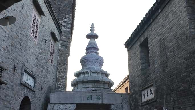 镇江古城寺庙日落城市航拍