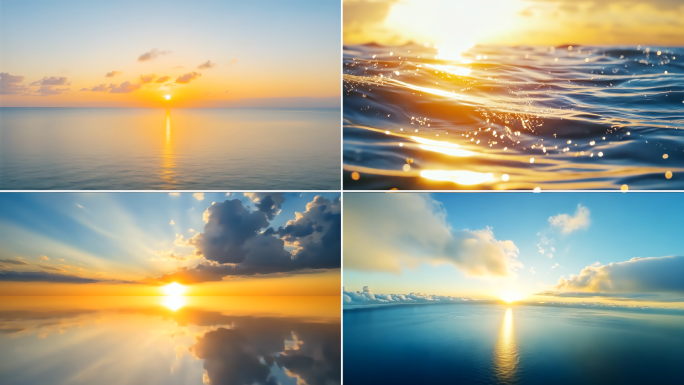 唯美水面日出阳光海面海上日出海平面日出