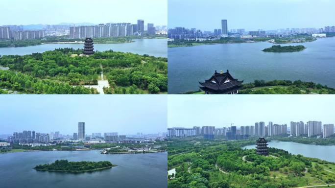 宣城地标宛陵湖湿地公园航拍