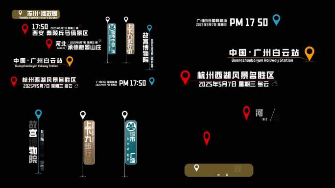 地点日期时间文字字幕信息