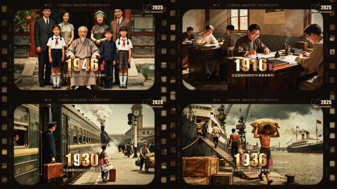 时间滚动翻转胶片历史老照片(全部可调)