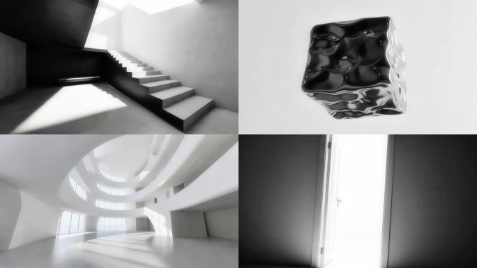 光影变化高端意境艺术抽象创意黑白建筑时间