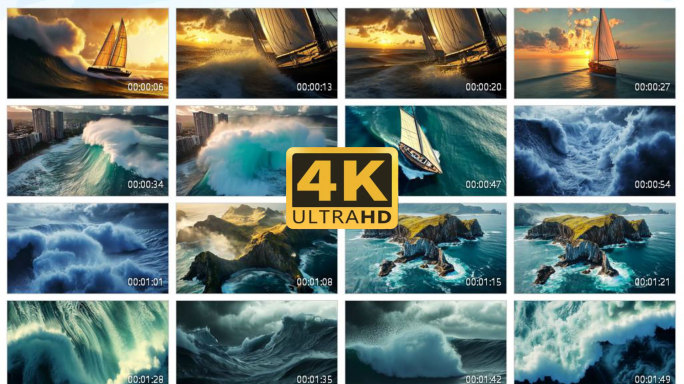 4K大海帆船困难前行航行2