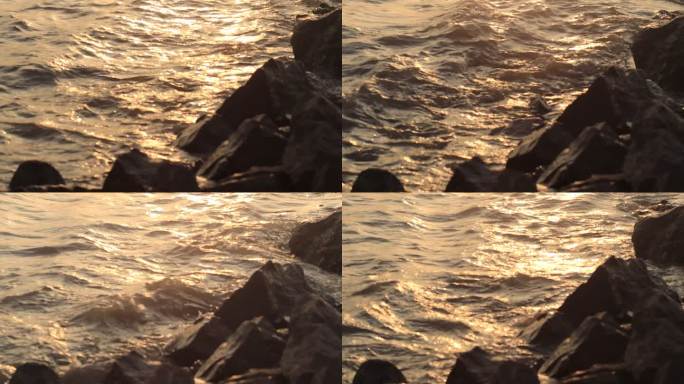 夕阳下的海岸风光