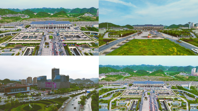 遵义市高铁动车站航拍延时全景